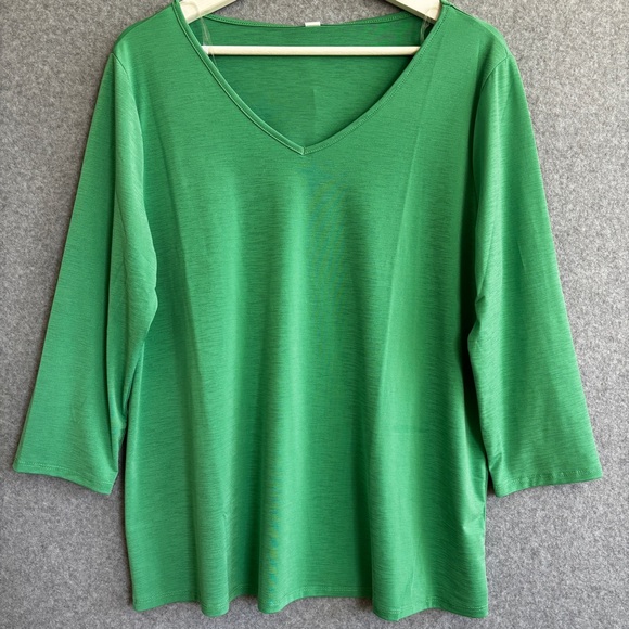 Dear Scarlett Tops - Dear Scarlett Kelly Green V-Neck Long Sleeve Top L